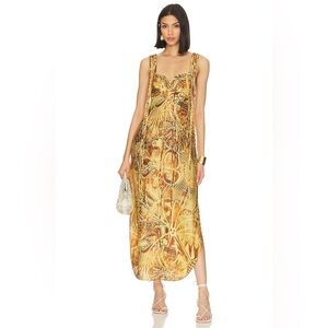 ALEXIS Zen Fringe Floral Linen Midi Dress, Size Medium, NWT